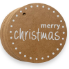 CHRISTMAS SCRIPT Round Kraft + White Gift Tag