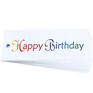 Happy Birthday Script White Gift Tag