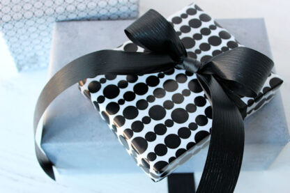 Black Pebbles Wrapping Paper with 31mm Matte Ribbon
