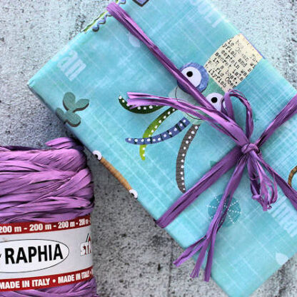 Octopus Wrapping Paper and Lilac Raffia