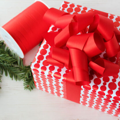 Red Pebbles Wrapping Paper with Red Matte Ribbon