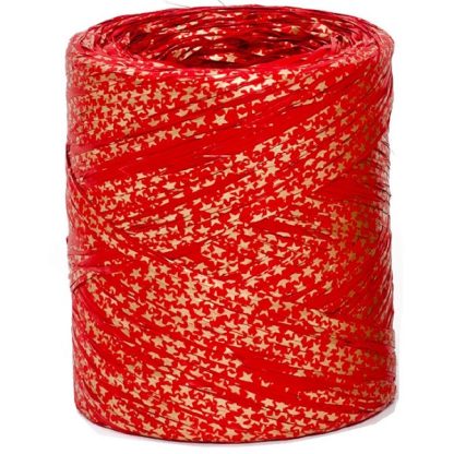 Red + Gold Stars Raffia