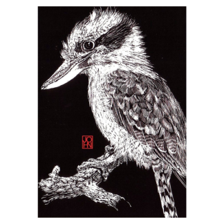 Card B+W Kookaburra