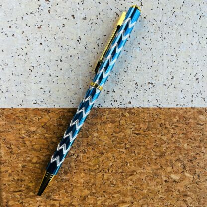 Blue Herringbone Pen