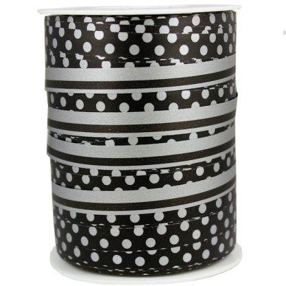 Black + Silver Dots & Stripes Ribbon