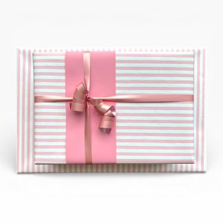 Matte Pink Stripe + Pink with Paper Band and Matte Metallic Ribbon