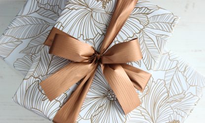 Gold Marquet Wrap with Matte Copper Ribbon