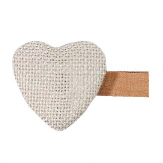 Ivory Fabric Heart Wooden Clip