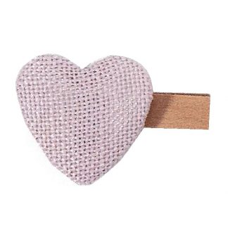 Pink Fabric Heart - Wooden Peg Clips