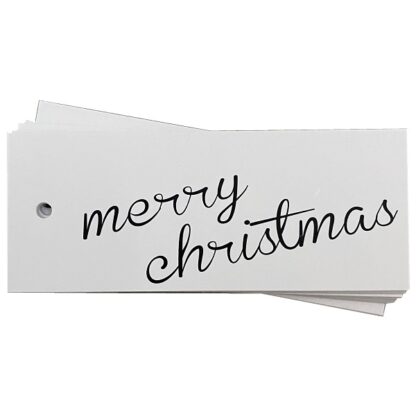 Merry Christmas Cursive - White Gift Tag
