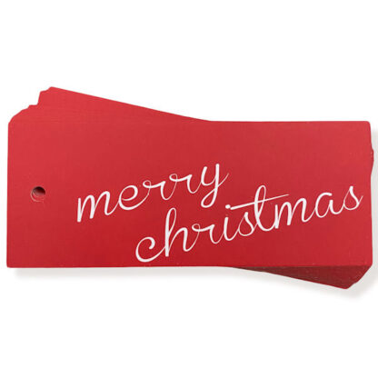 Merry Christmas - Cursive Red Gift Tag