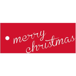 Merry Christmas - Cursive Red Gift Tag