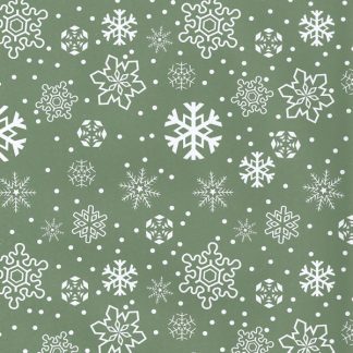 Matte Snowflakes Green Wrapping Paper