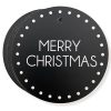 CHRISTMAS PRINT Round Black Gift Tag