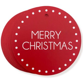 CHRISTMAS PRINT Round Red Gift Tag