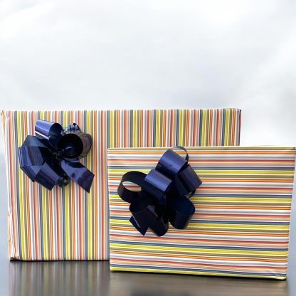 Multistripe Counter Roll with Metallic Blue Pull Bow