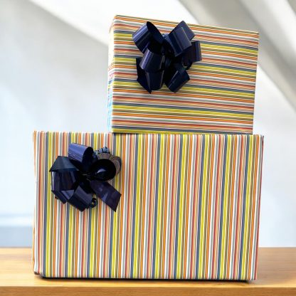 Multistripe Counter Roll with Metallic Blue Pull Bow