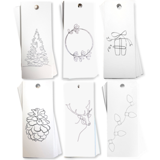 CHRISTMAS DRAWING MIX White Gift Tags