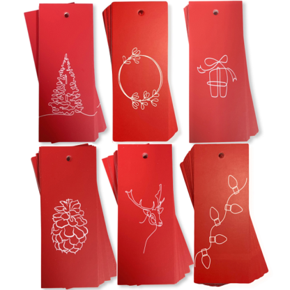 CHRISTMAS DRAWING MIX Red Gift Tags