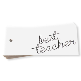 Best Teacher - Cursive White Gift Tag