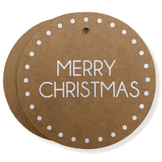 Merry Christmas - Round Kraft Gift Tag