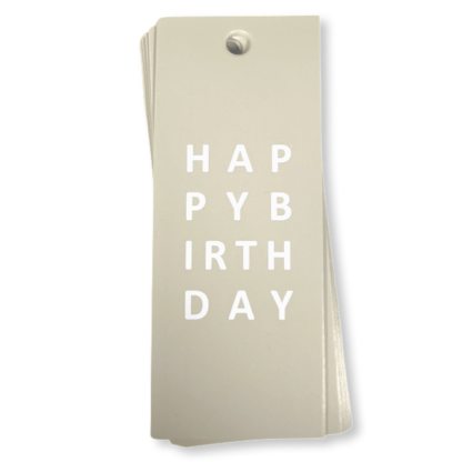 Happy Birthday Taupe Gift Tag