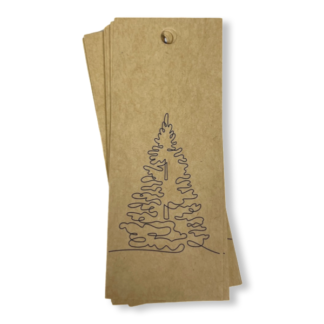 Xmas Tree Drawing Kraft Gift Tag