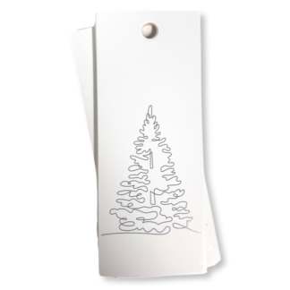 Tree Drawing White Gift Tag