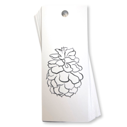 Pine Cone Drawing White Gift Tag