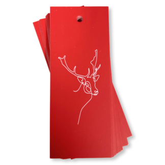Stag Drawing - Red Gift Tag