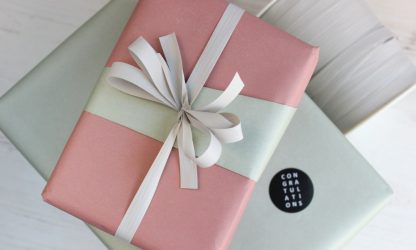 Sage and Blush Double Sided Wrapping Paper with Grey Matte Ribbon