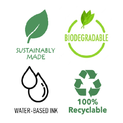 Sustainable, Biodegradable, Water Based Inks, Recyclable