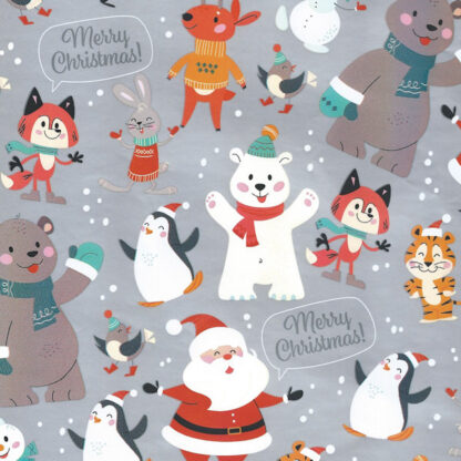 Silver Xmas Friends Narrow Wrapping Paper