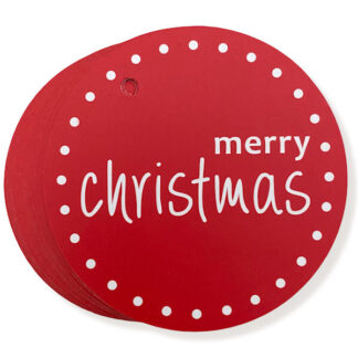 CHRISTMAS SCRIPT Round Red Gift Tag