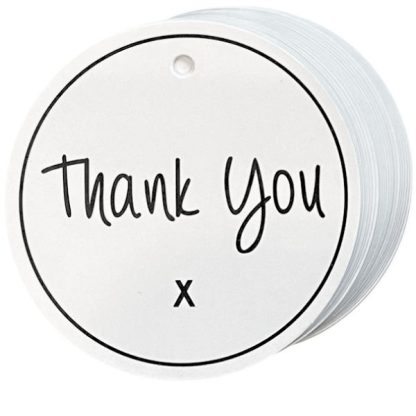 THANK YOU Round White Gift Tag