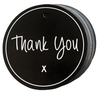 THANK YOU Round Black Gift Tag