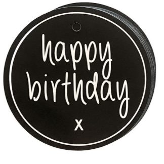 HAPPY BIRTHDAY Round Black Gift Tag