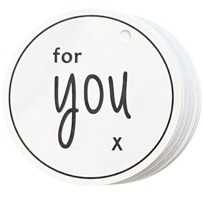 FOR YOU Round White Gift Tag