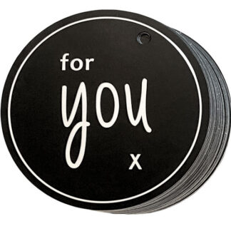 FOR YOU Round Black Gift Tag