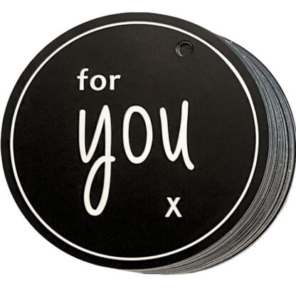 FOR YOU Round Black Gift Tag