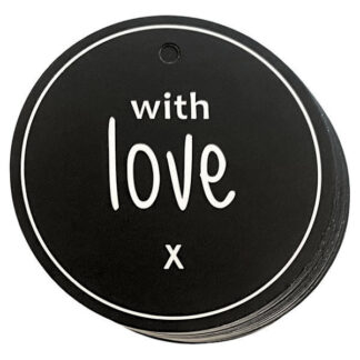 WITH LOVE Round Black Gift Tag
