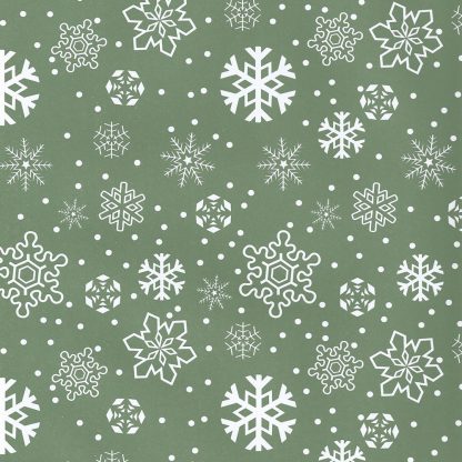 Matte Snowflakes Green Wrapping Paper