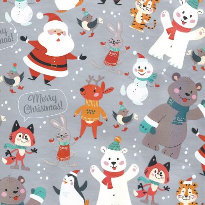 Silver Xmas Friends Wrapping Paper