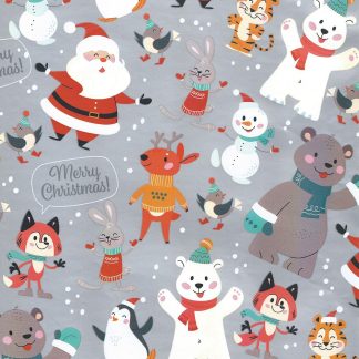 Silver Xmas Friends Narrow Wrapping Paper