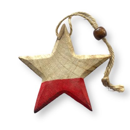 Red Dipped Wooden Christmas Hanging Decoration