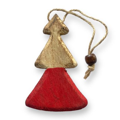 Red Dipped Wooden Christmas Hanging Decoration