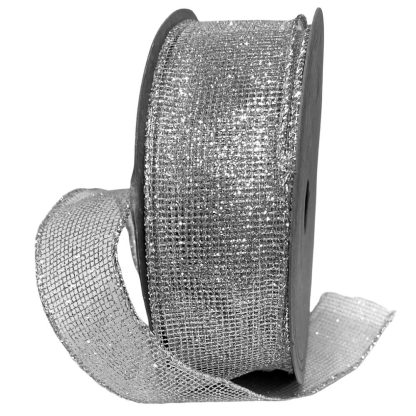 Silver Glitter Ribbon 40mm x 20m