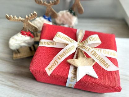 Christmas Ribbon with Red Raw Wrap