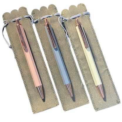 Pastel Push Top Pens with Pouch