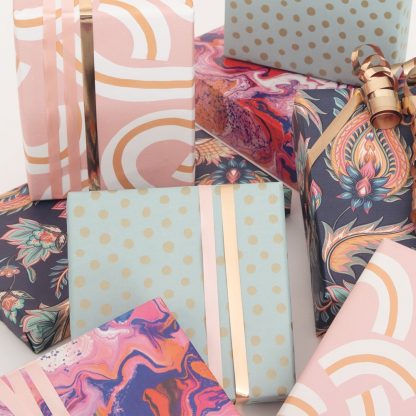 Candy, Paisley, Spot on Mint and Lava Wrapping Paper